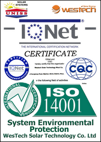 Sertifikat ISO 14001 - IQnet - CQC - Solarni vakuumski kolektori WesTech Solar - Uniss Com Lab,
 Srbija