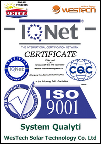 Sertifikat ISO 9001 - IQnet - CQC - Solarni vakuumski kolektori WesTech Solar - Uniss Com Lab,
 Srbija