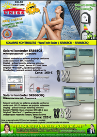 SOLARNI KONTROLERI - SOLARNE AUTOMATIKE / Solarno grejanje sanitarne vode - Solarni mikroprocesorski kontroleri,
 Displej - SR868C8 - SR868C8Q