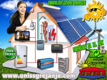 Solarni sistemi za struju,
 solani sistemi za grejanje vode - proizvodnja struje za vikendice,
 salaše,
 udaljene kuće - Solarni paneli - Vetrogeneratori