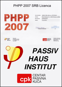 Sertikat - Energetski efikasne kuće - Projektovanje - Energetska efikasnost kuće,
 objekta - Srboljub Ilić Uniss Com Lab d.o.o. - Sertifikat licenca softvera PHPP 2007 SRB Passiv Haus Institut