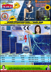 SOLARNI PANELI - Solarni paneli za struju - Solarni paneli za proizvodnju struje - Solarni paneli za proizvodnju elektricne energije - Solarni fotonaponski PV paneli za vikendice,
 salase,
 kuce